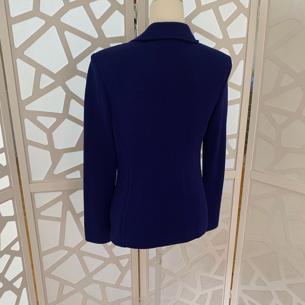 St. John Deep Blue Blazer with Pearl Buttons - Picture 2 of 3